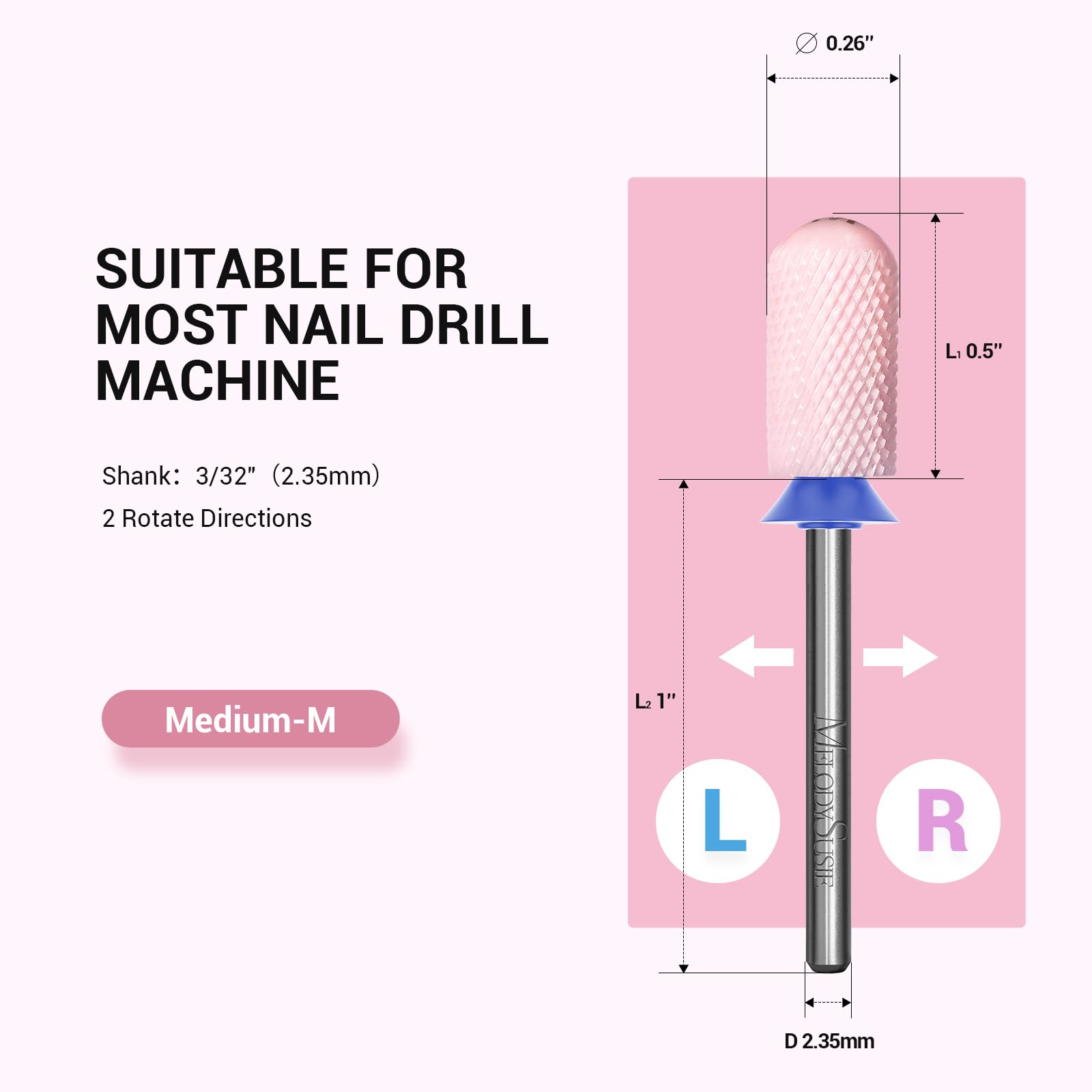 Outil MelodySusie barillet 3-32 compatible, convient à la plupart des mèches à ongles.