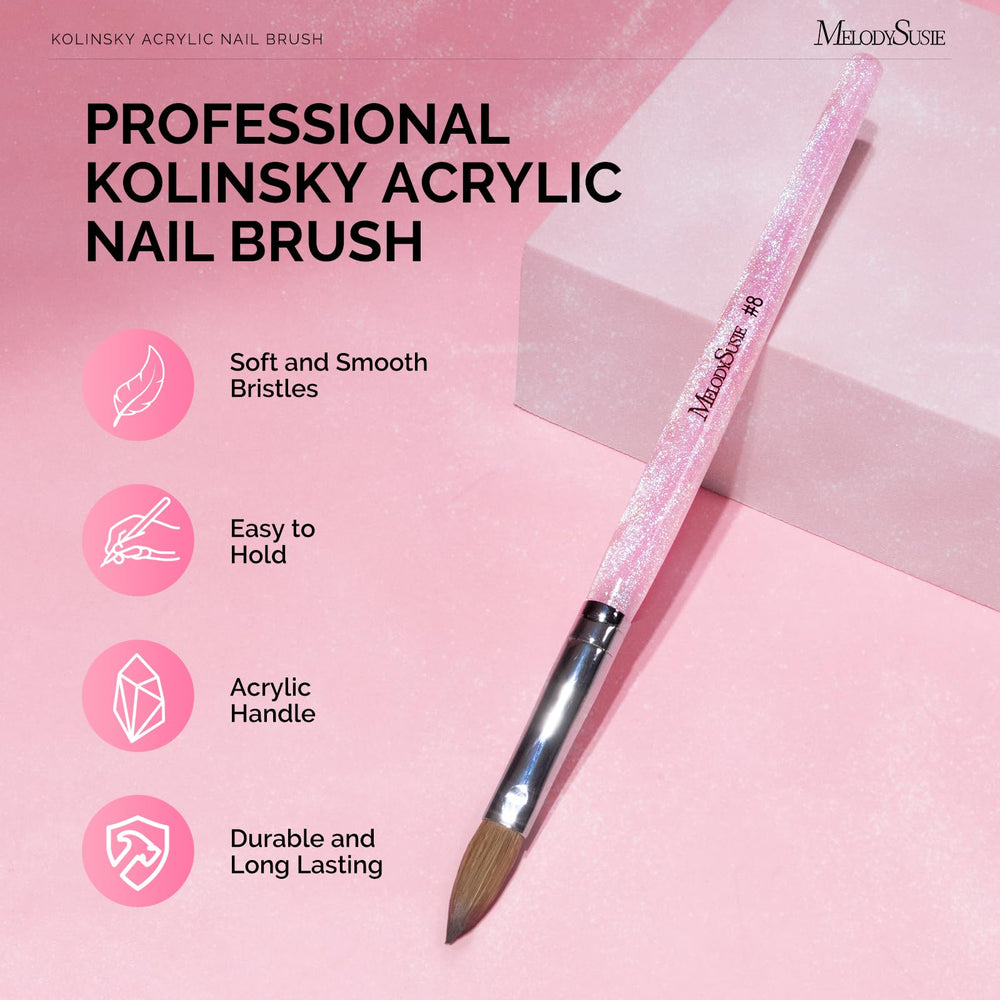 Brosse MelodySusie Aurora Glitter, finition scintillante pour onglerie artistique.