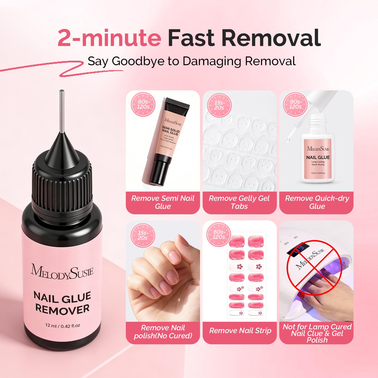 Dissolvant MelodySusie sans acetone: formule douce pour ongles sensibles.