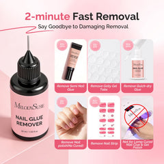 Dissolvant MelodySusie sans acétone, soin doux pour les ongles.