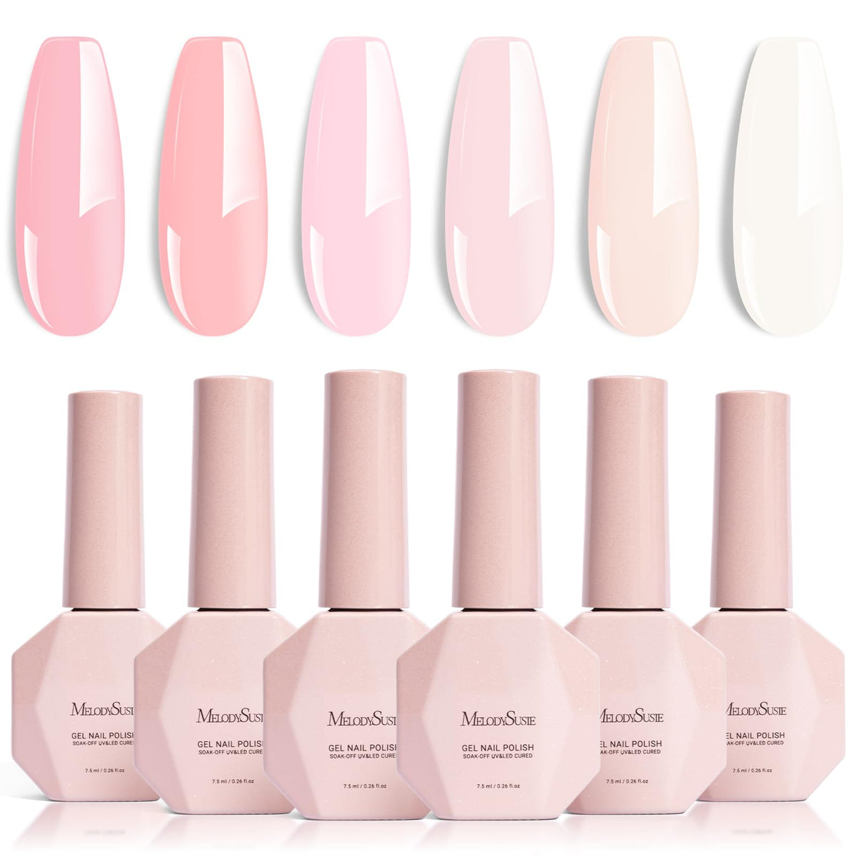 Palette MelodySusie Gel Ongles, ensemble de 6 couleurs pour styles variés.