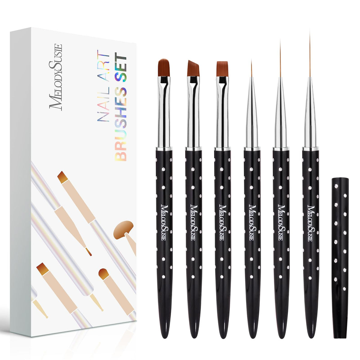 MelodySusie ensemble de pinceaux art des ongles 6 pièces pour motifs précis et professionnels