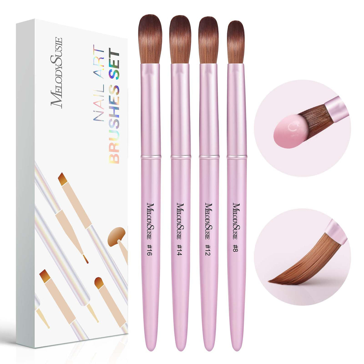 Pinceaux MelodySusie pour ongles en acrylique, précision et contrôle optimisés.