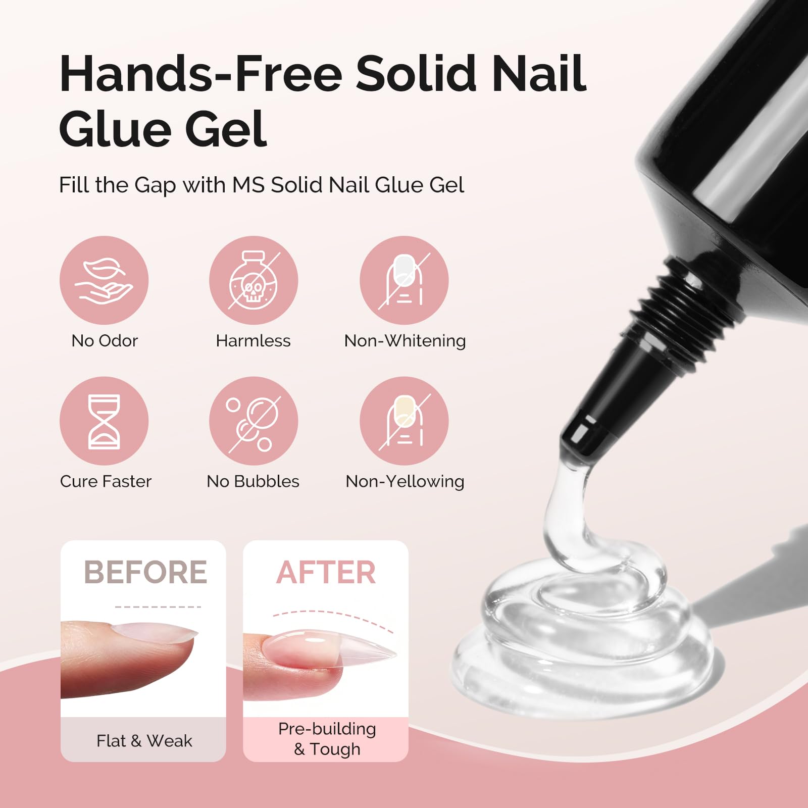 MelodySusie gel-colle solide, application sans bulles et sans jaunissement.