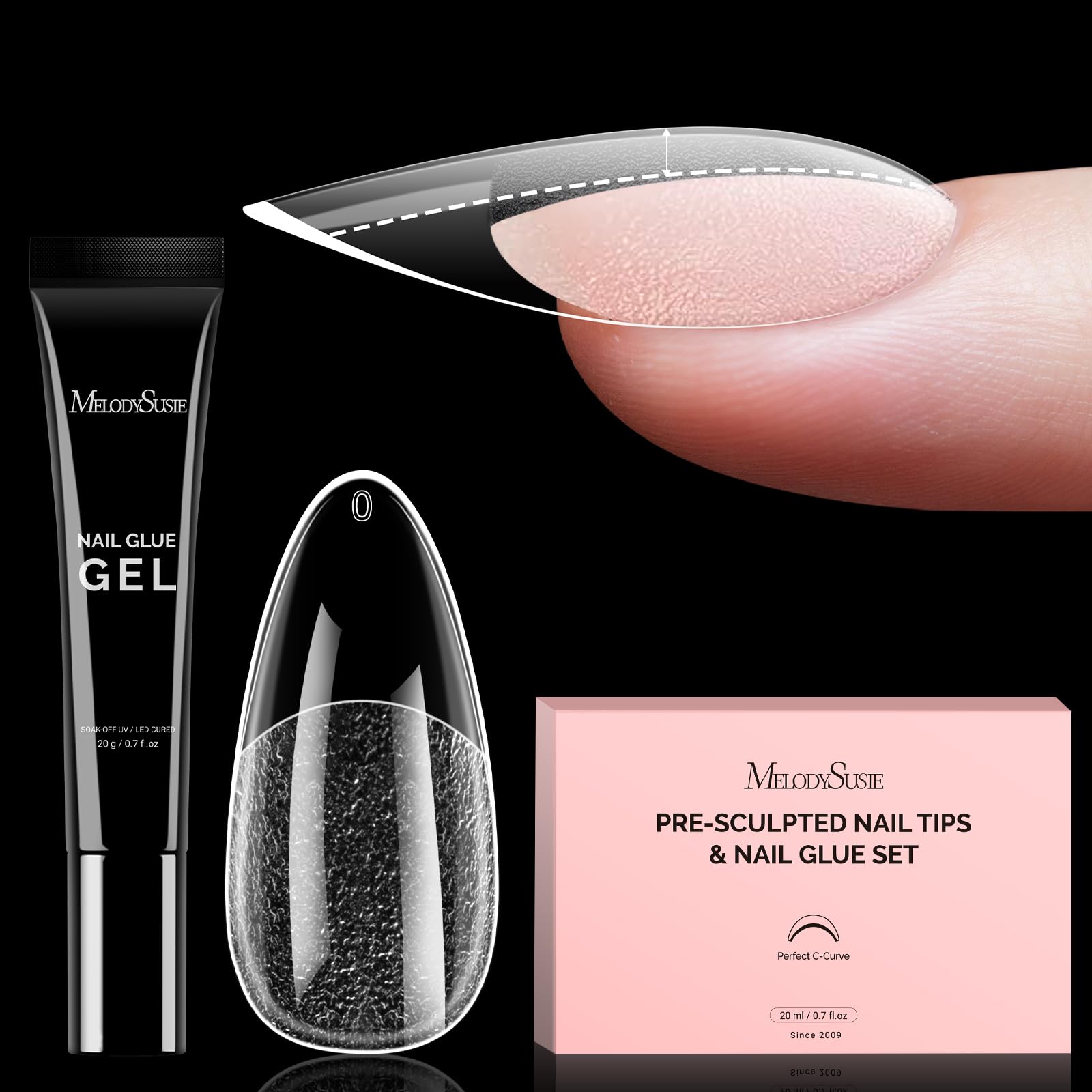 MelodySusie extensions d'ongles plein couverture, ajustement précis pour un look naturel.