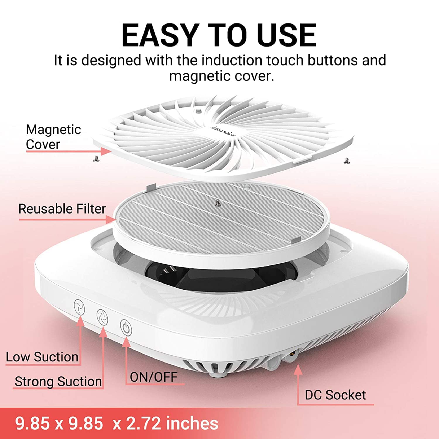 MelodySusie filtre poussiere reutilisable avec couvercle magnetique facile a nettoyer.