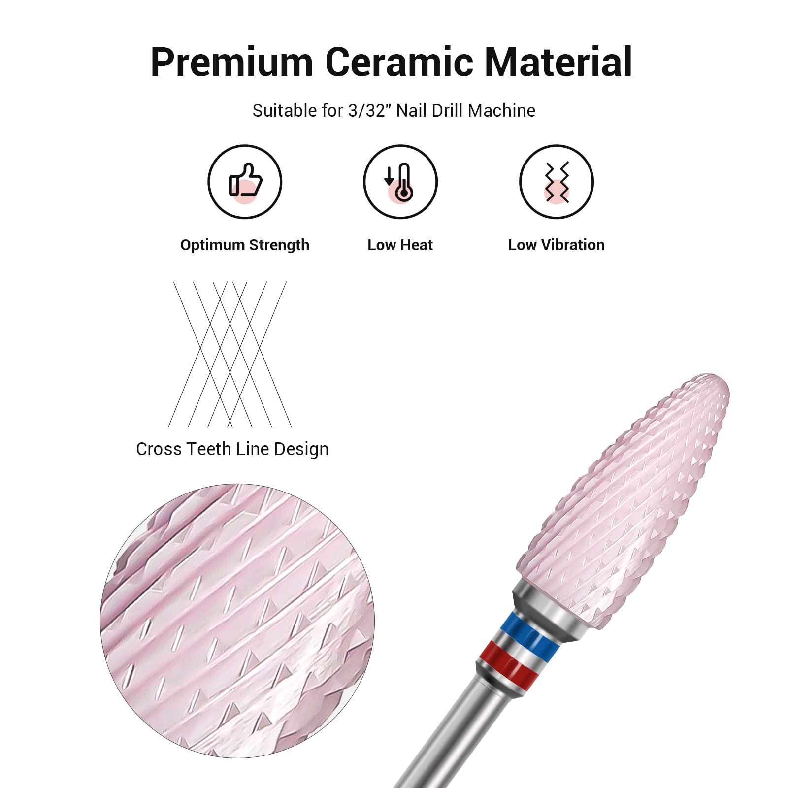 MelodySusie foret ceramique flamme 3-32 précision pour le nettoyage des cuticules
