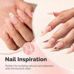 Fixation d’embouts ou de décorations avec MelodySusie Gel Builder Nude, adhérence fiable.