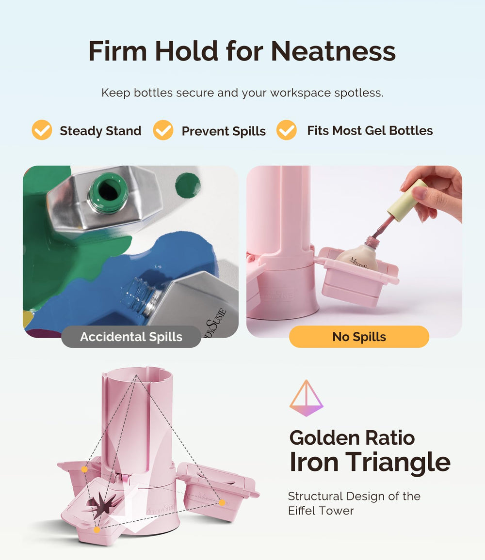 MelodySusie GelCarousel organise outils et accessoires ongles pour salon.