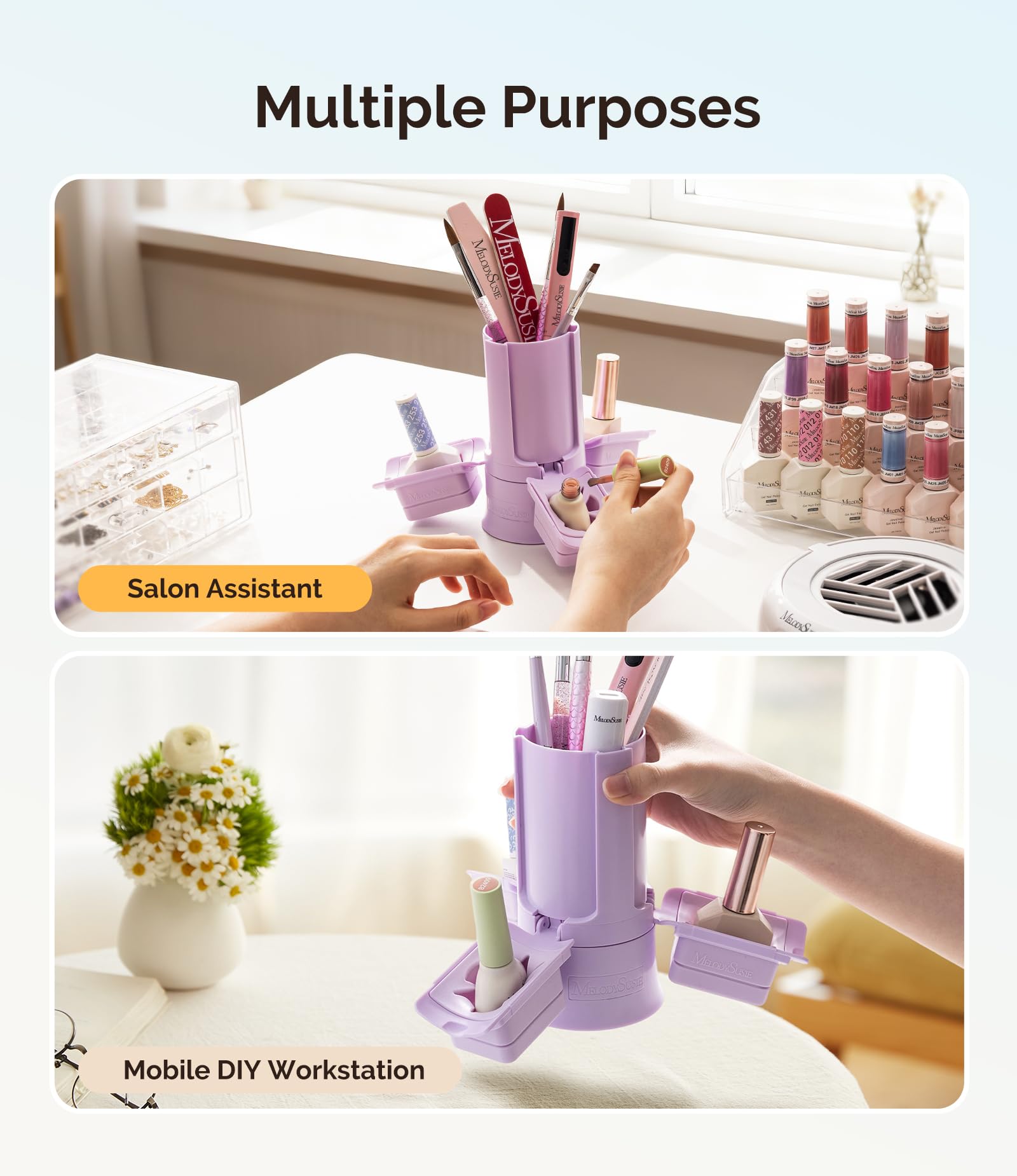 MelodySusie GelCarousel utilisation-professionnelle-maison: organisation fluide au salon comme à domicile
