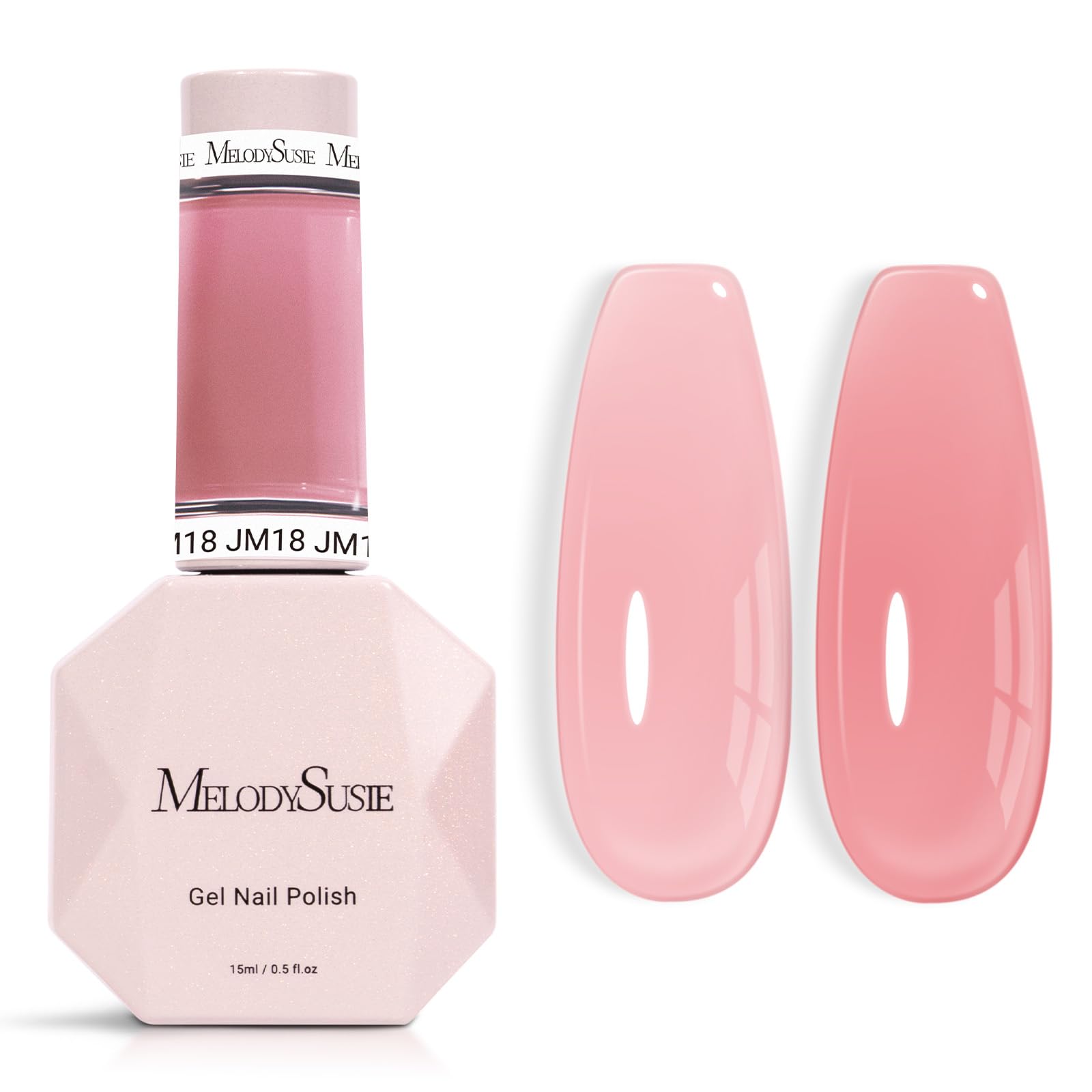 MelodySusie Jeweliver vernis gel rose pâle laitier en bouteille avec éclat subtil.