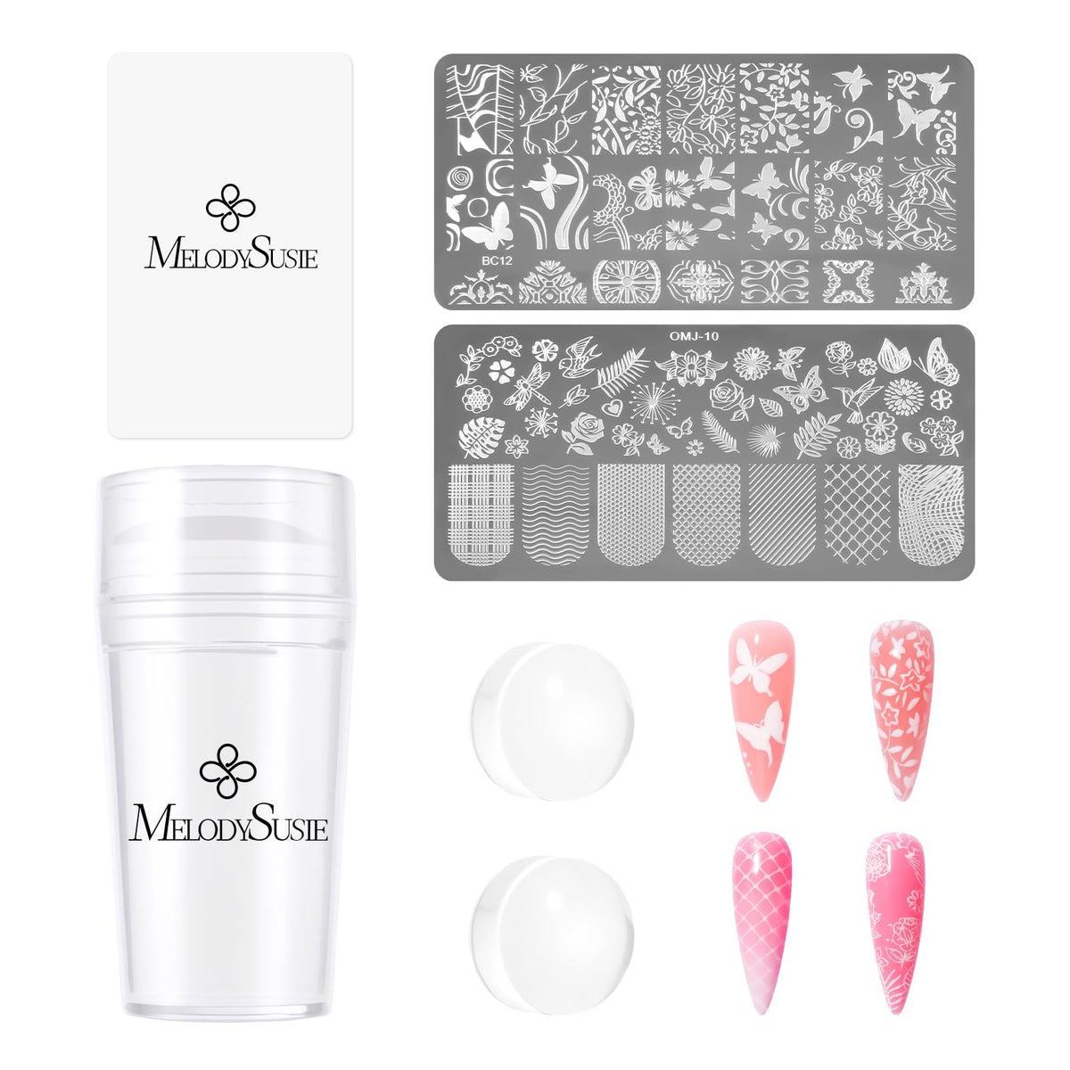 MelodySusie kit-empreintes ongles : ensemble complet pour réaliser des motifs facilement à domicile.