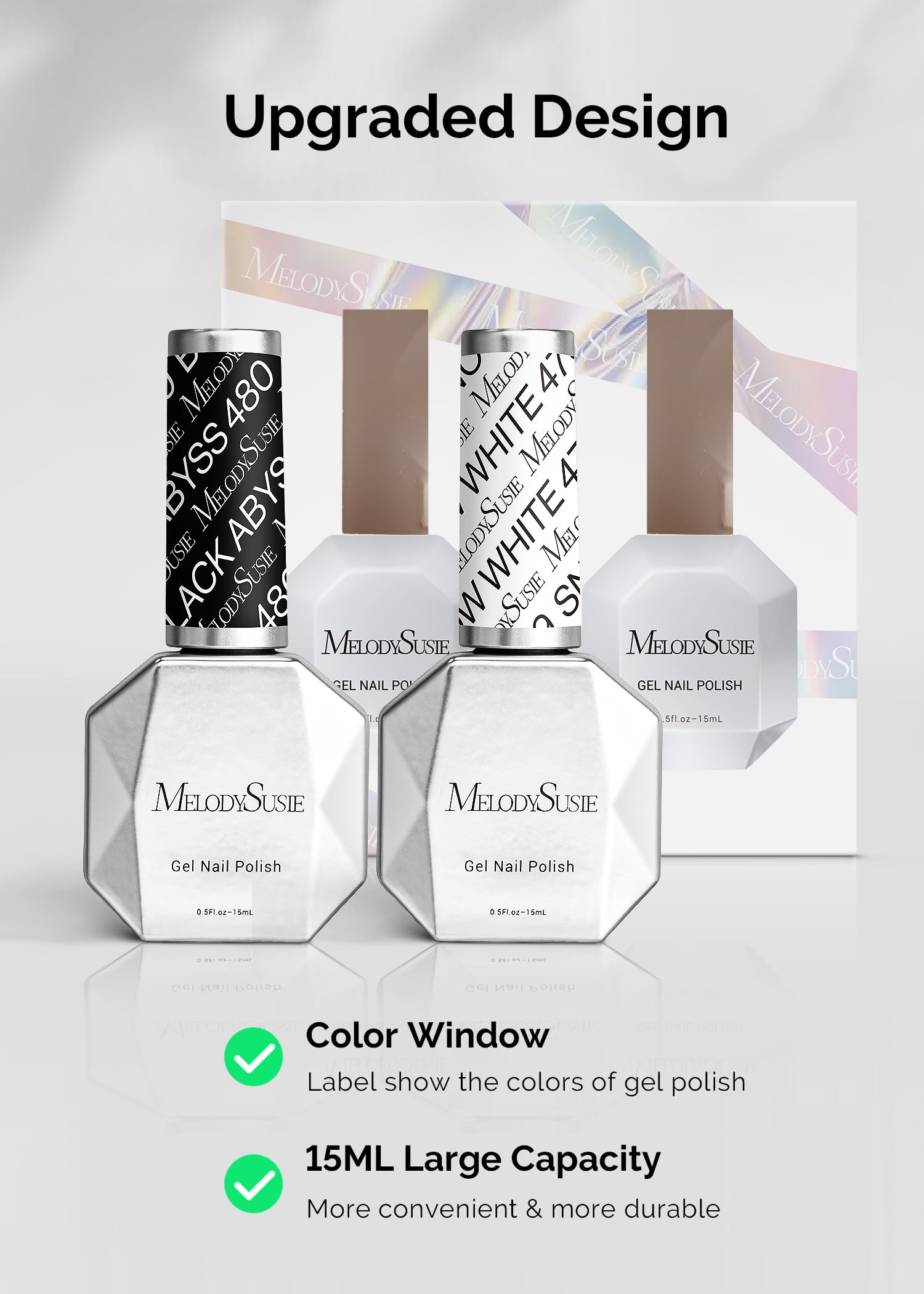 Rendu de manucure noir et blanc avec MelodySusie.
