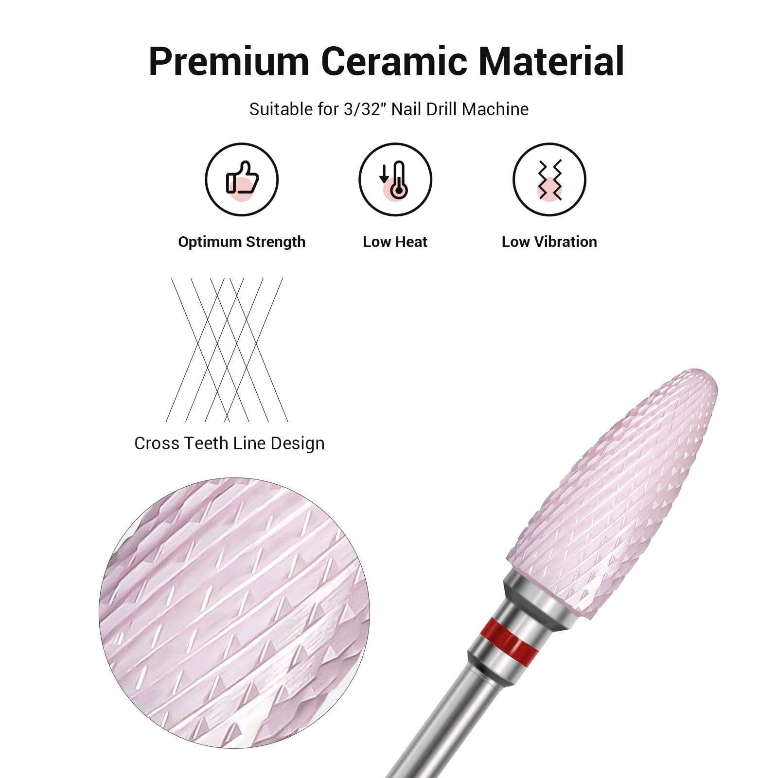 MelodySusie mèche fraise céramique flamme rose, plan rapproché, coupe douce du gel.