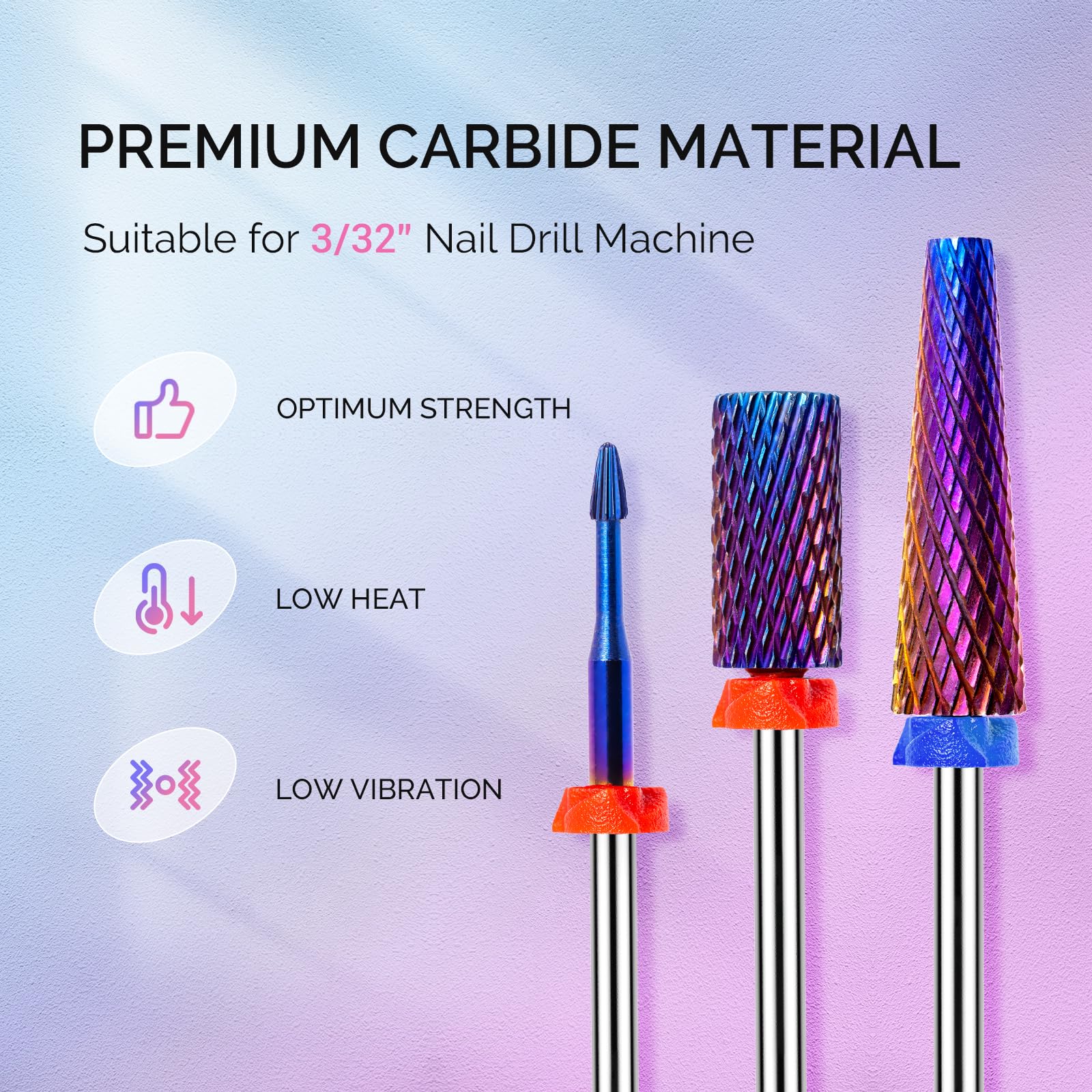 MelodySusie mèches perceuse ongles flat-top-large-barrel, protection des cuticules.