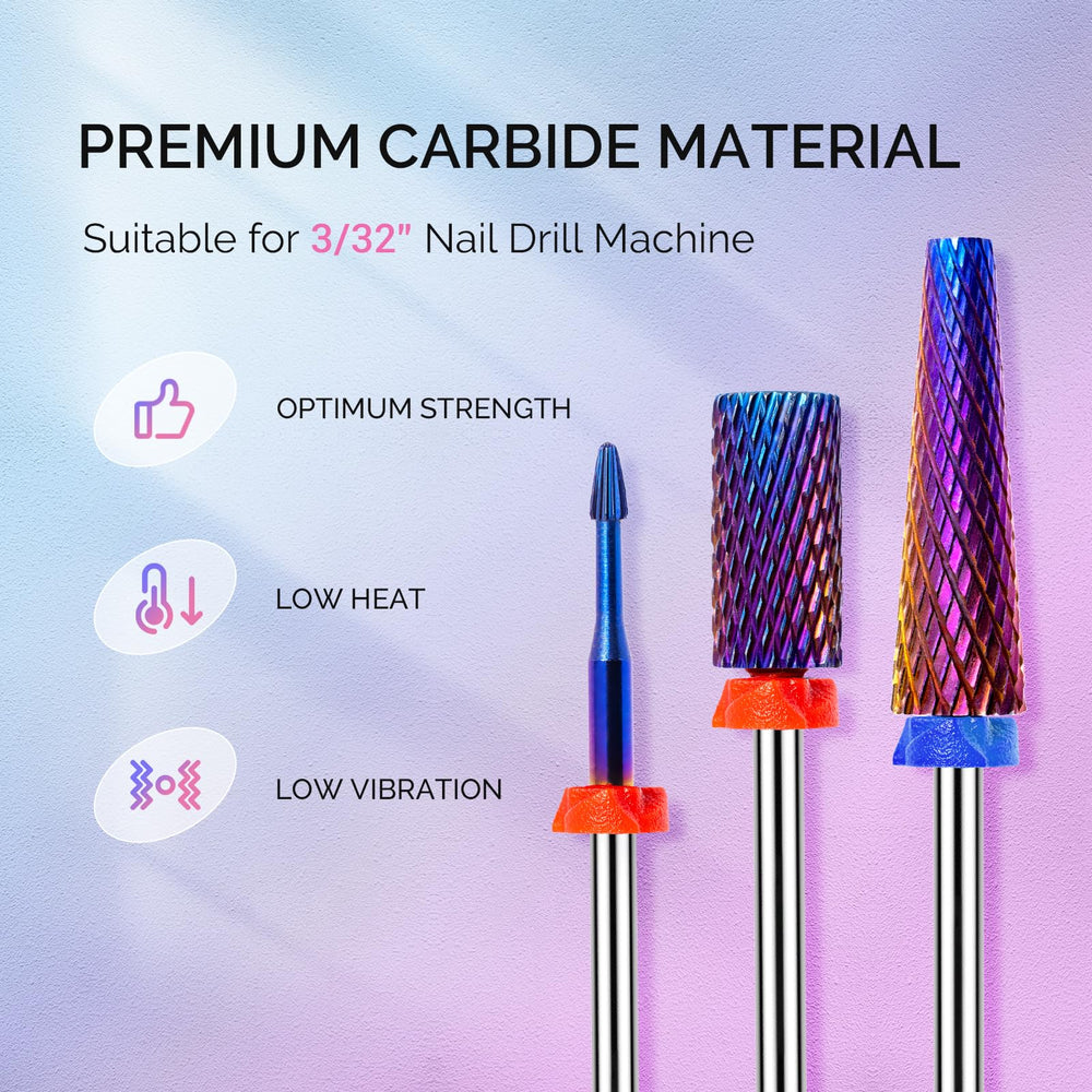 MelodySusie mèches perceuse ongles flat-top-large-barrel, protection des cuticules.