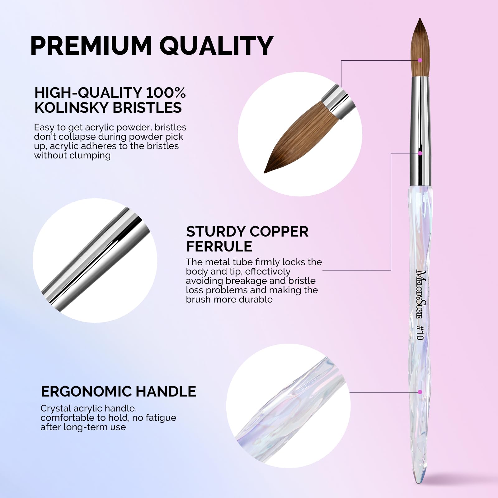 Pinceau MelodySusie 3D sculpting pour modelage des ongles et fini net.