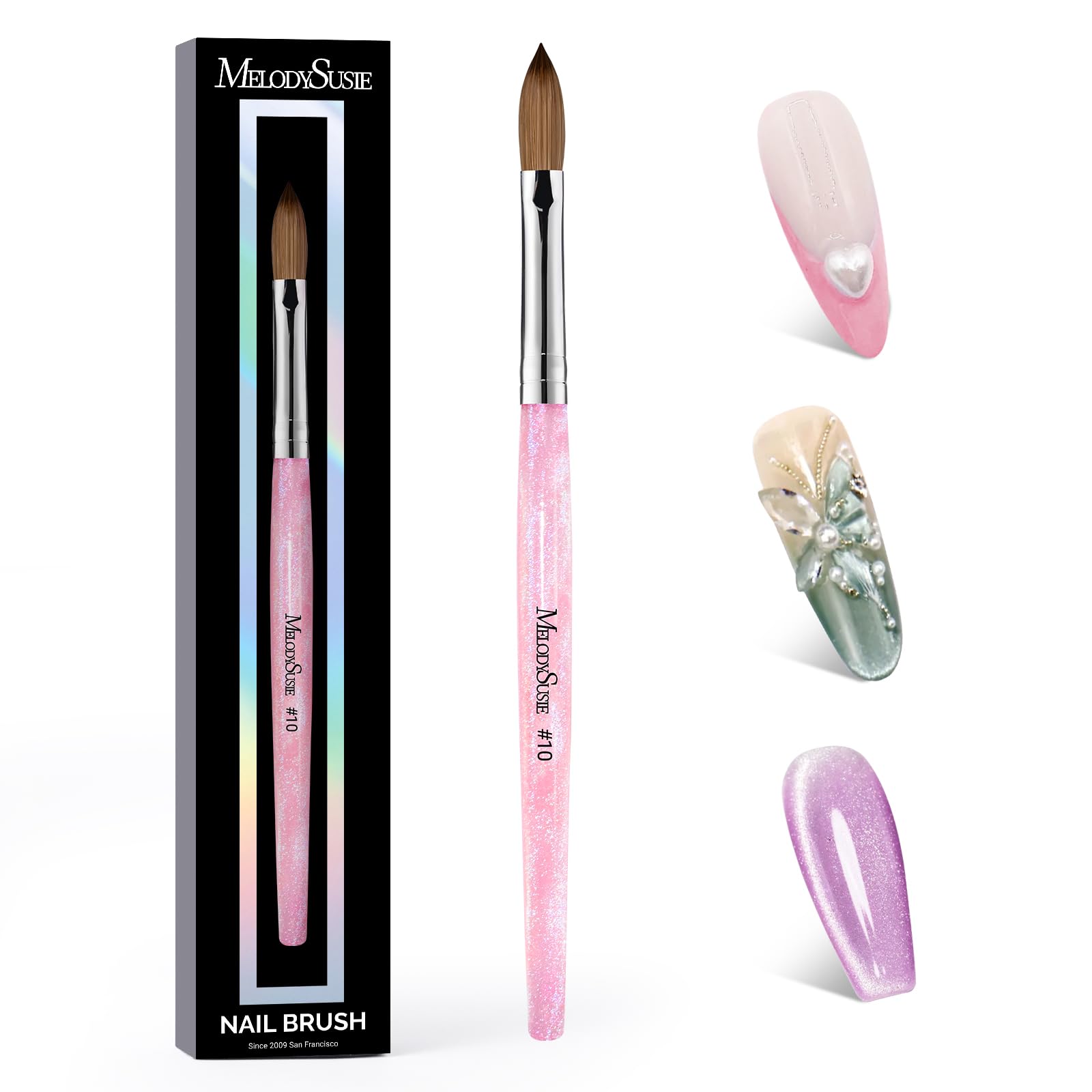 MelodySusie pinceau akrylique Kolinsky 66% pour application fluide.