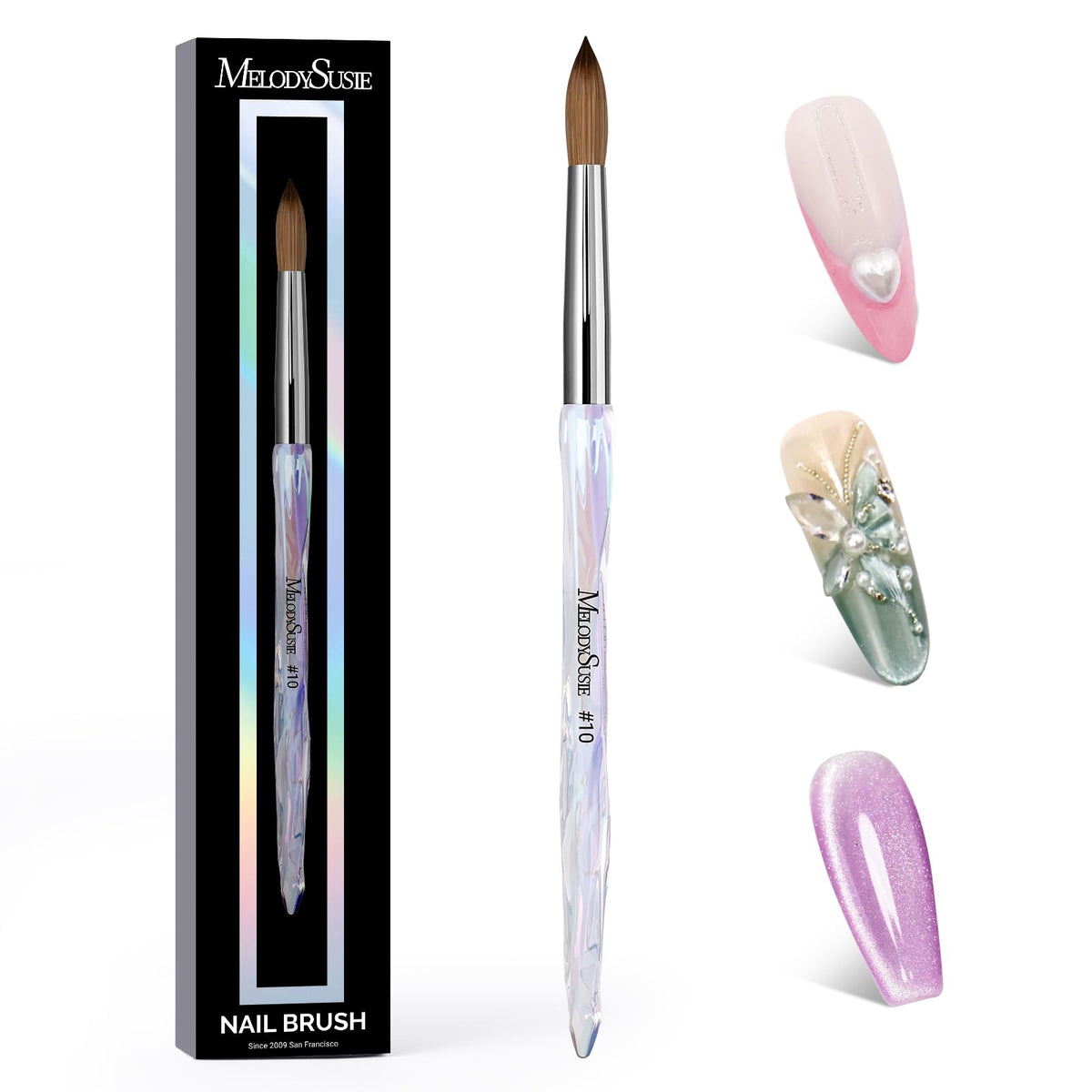 Pinceau MelodySusie Kolinsky avec poils 100% pour une application acrylique fluide.