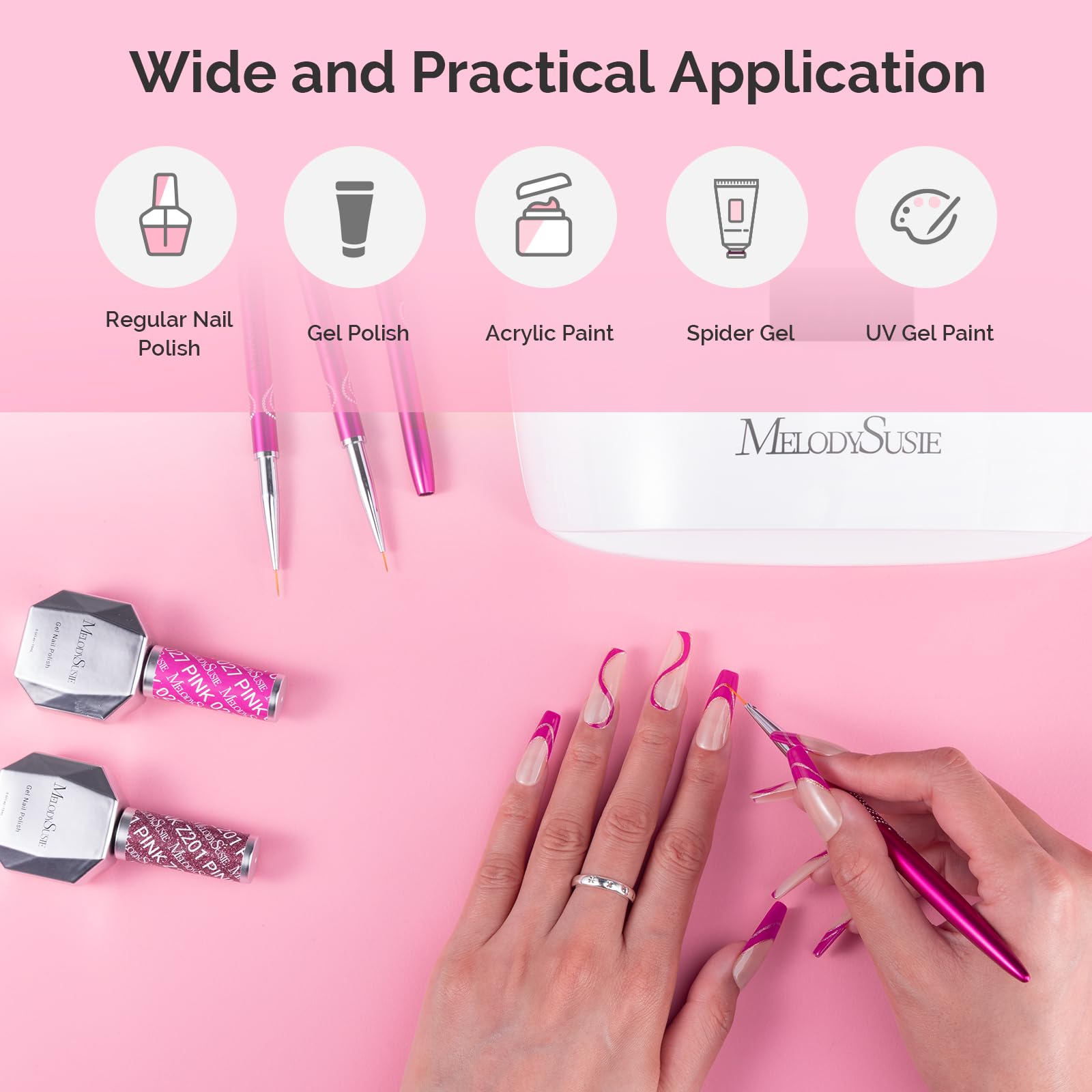 Pinceaux MelodySusie liner: précision et contrôle lors de la peinture ongulaire