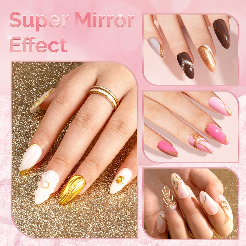 MelodySusie poudre chrome argent pour un éclat métallique sur ongles.