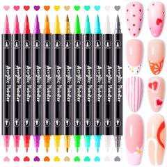 Stylo d'art des ongles MelodySusie, 12 couleurs, double pointe pour détails nets.