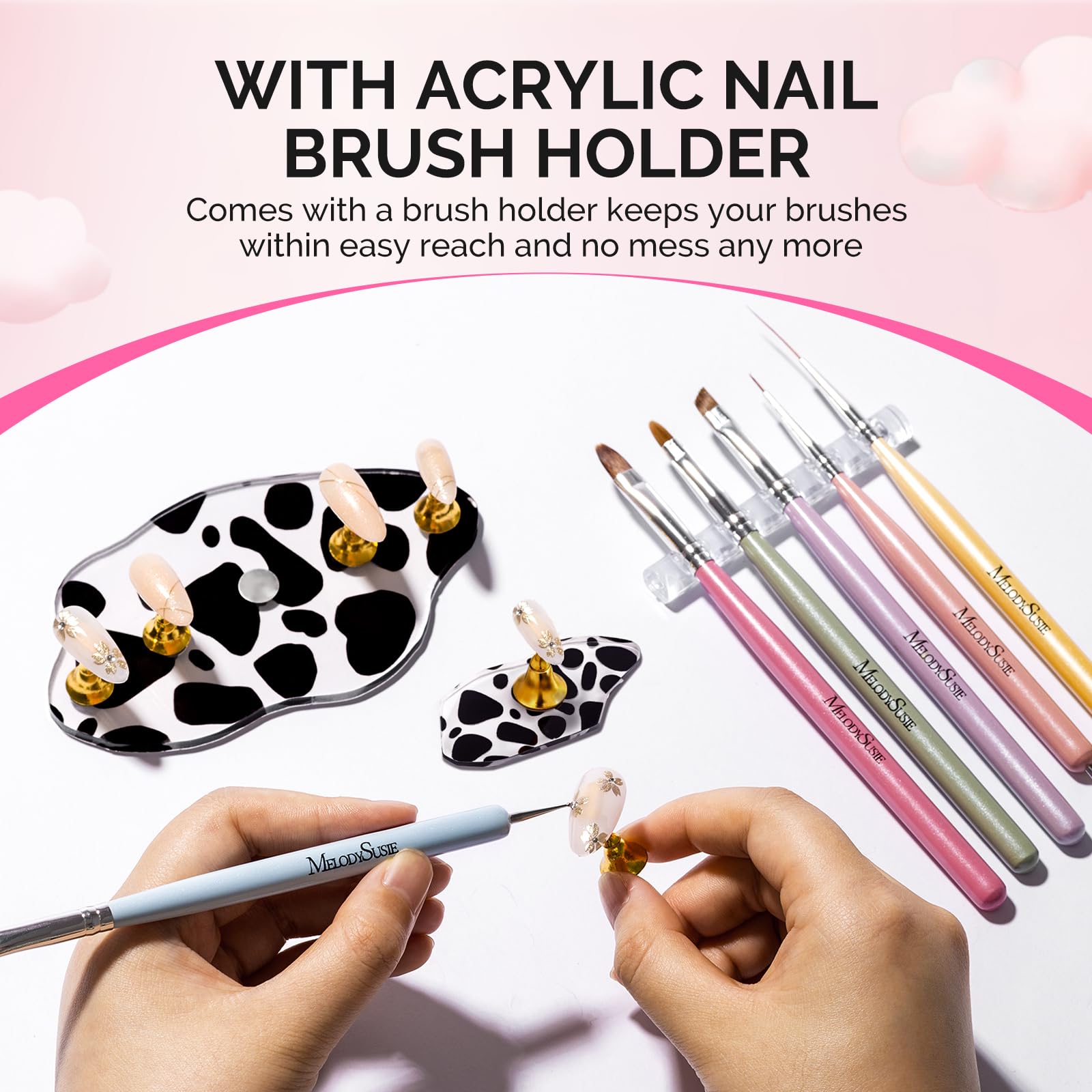 Support ongles métal MelodySusie, organisation facile des accessoires.