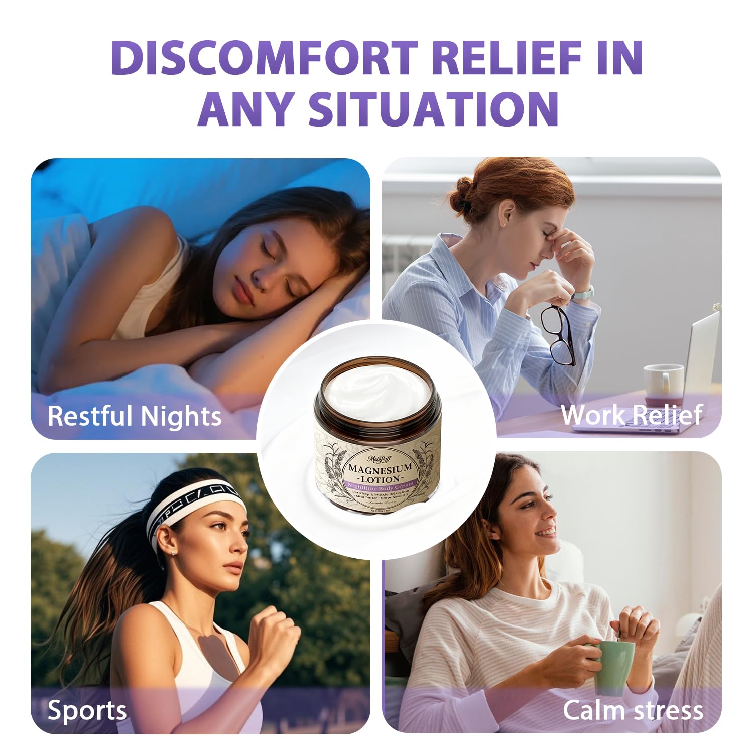 Melopuff Application jambes nuit-relaxation prépare au coucher.
