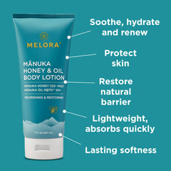 Ingrédients Manuka Honey infusion Melora, nourrissent la peau.