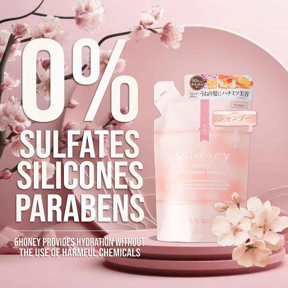 Melty-Moist Cheveux nourris, texture douce et lustre sans lourdeur.