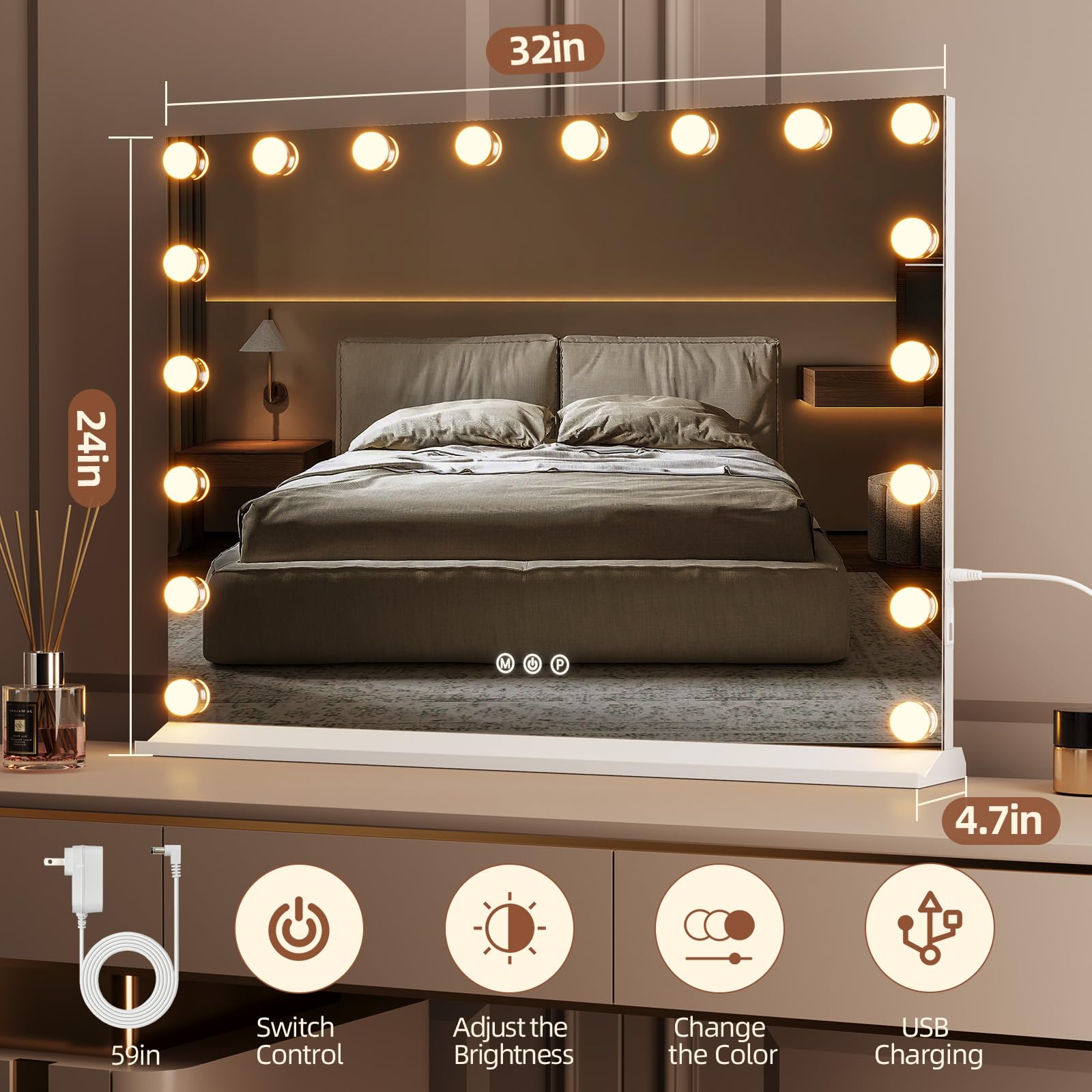 Memobarco miroir vanité usage table ou mur pour gagner de l'espace