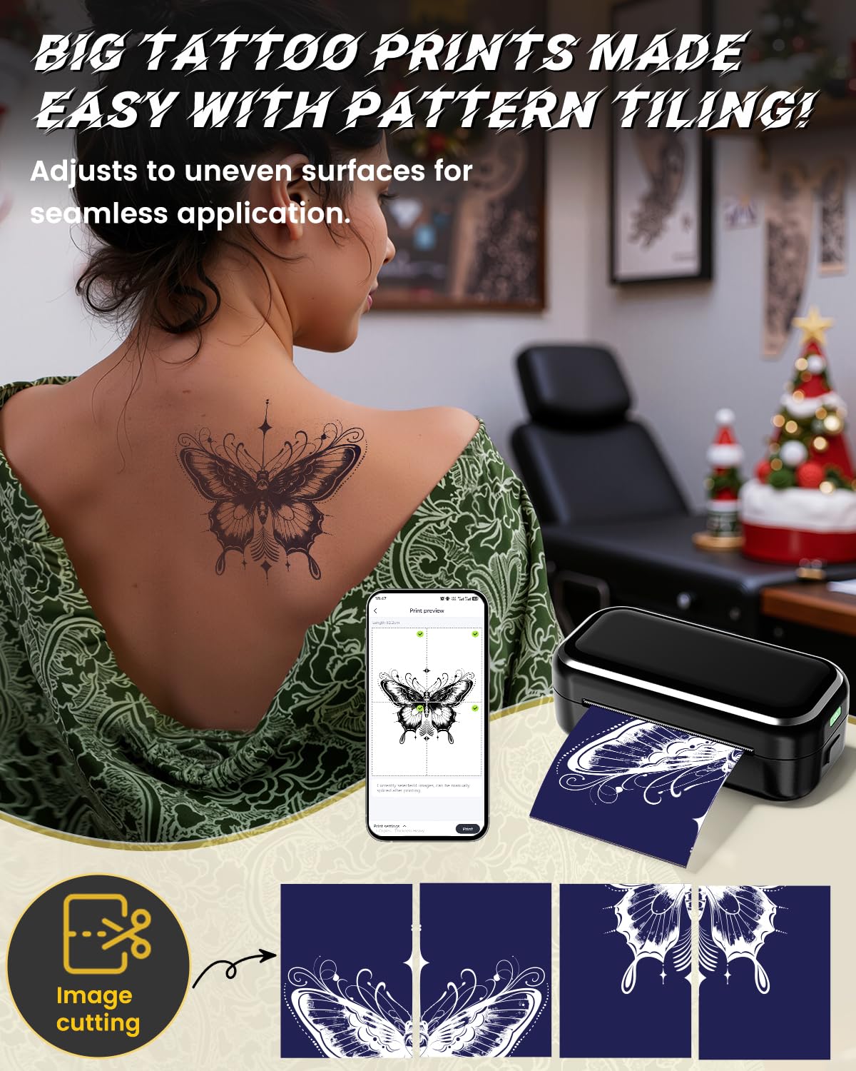 Memoqueen imprimante-stencil-tatouage connectée Bluetooth, imprime sans fil depuis votre smartphone.