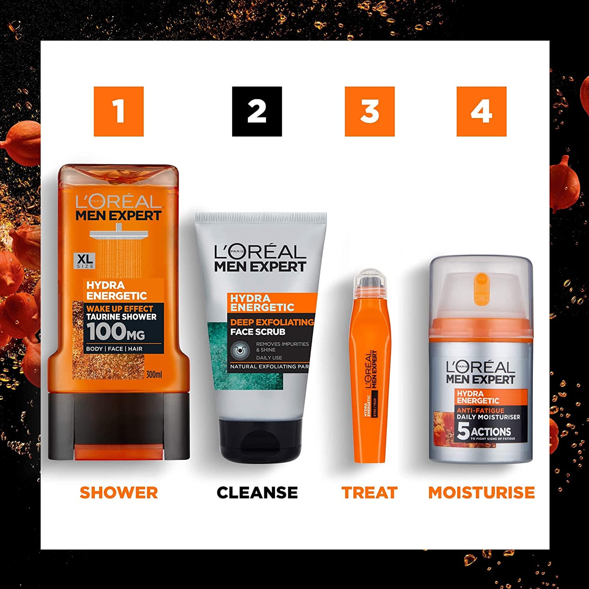 MEN EXPERT usage quotidien du gommage visage pour hommes.