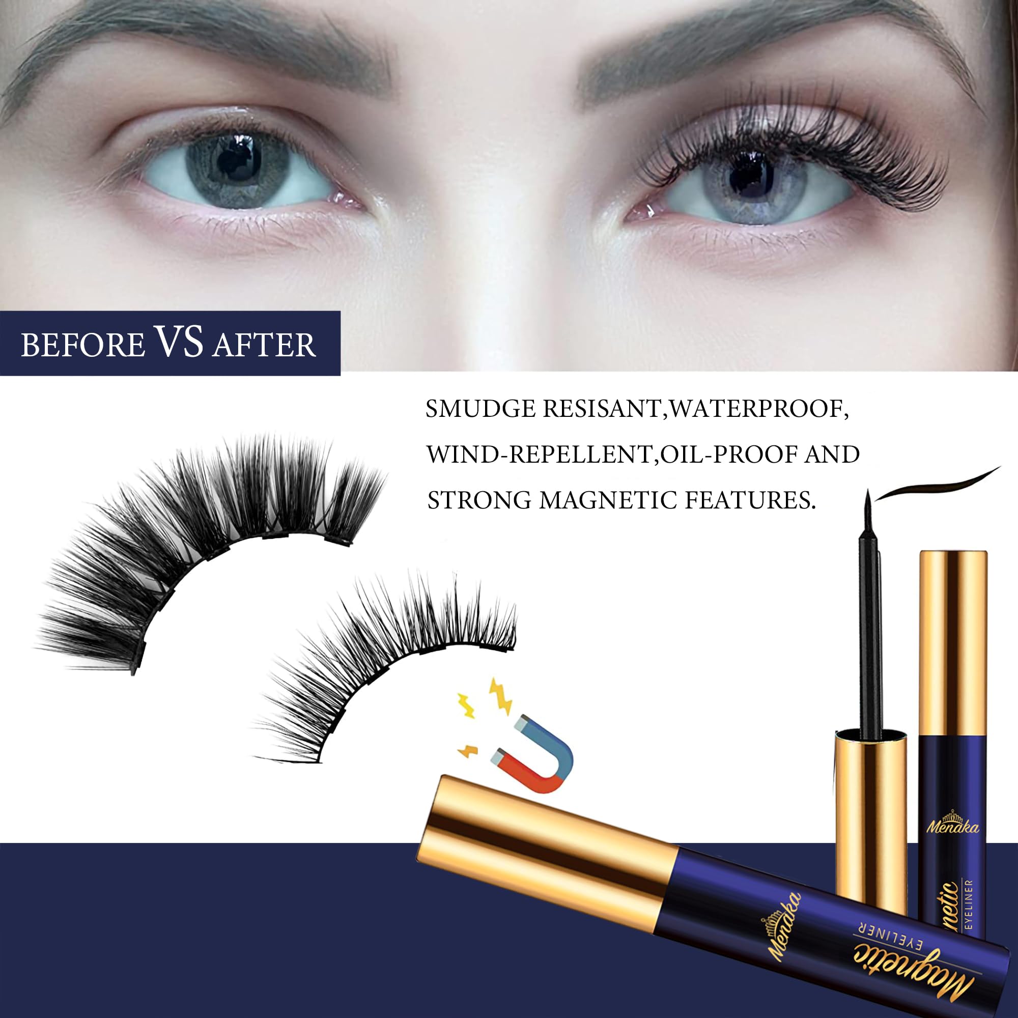 Menaka applicateur précis pour une pose facile des cils magnétiques