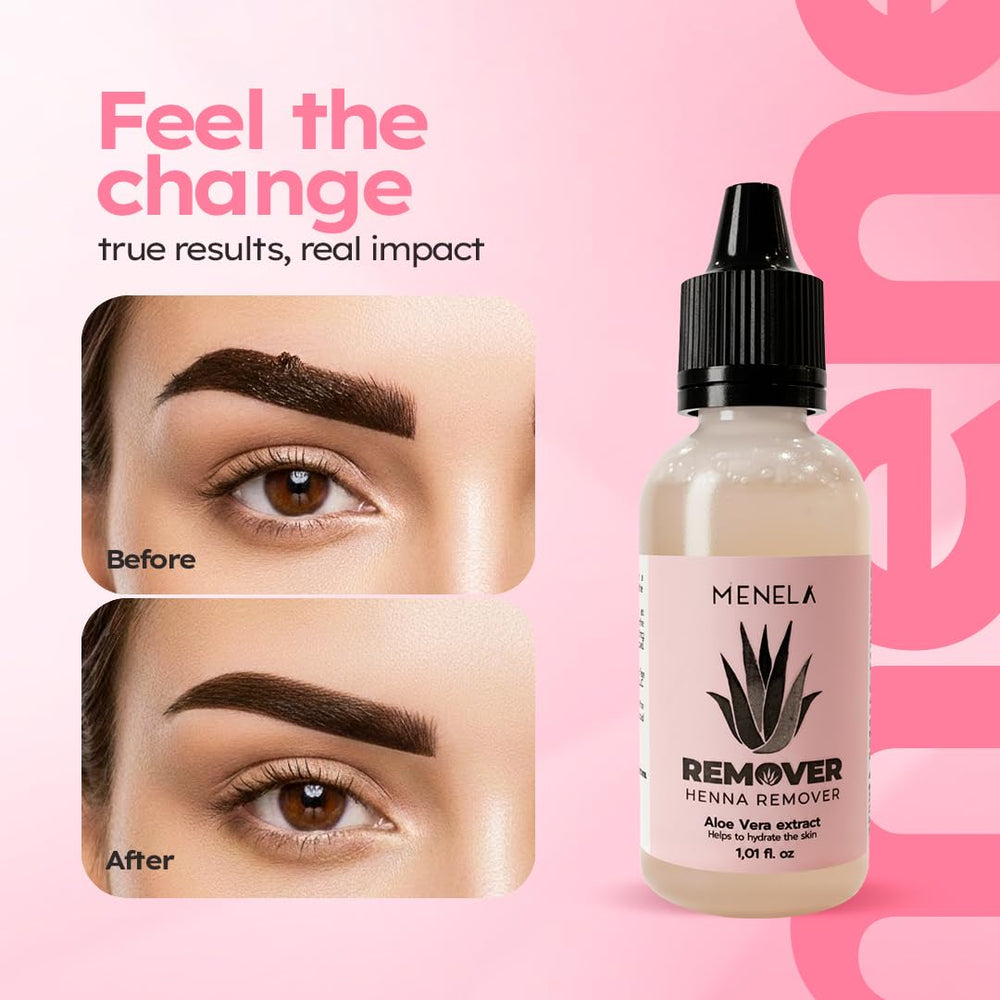 Entretien des sourcils après henné avec MENELA pour un look net.