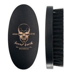 La brosse Menesia barbe bois noir compacte et portable pour voyage.