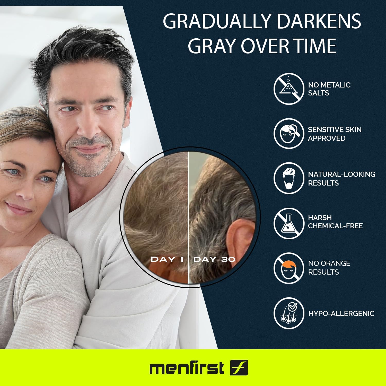 MENFIRST chemical-free formula bottle highlights safe, gentle daily use.