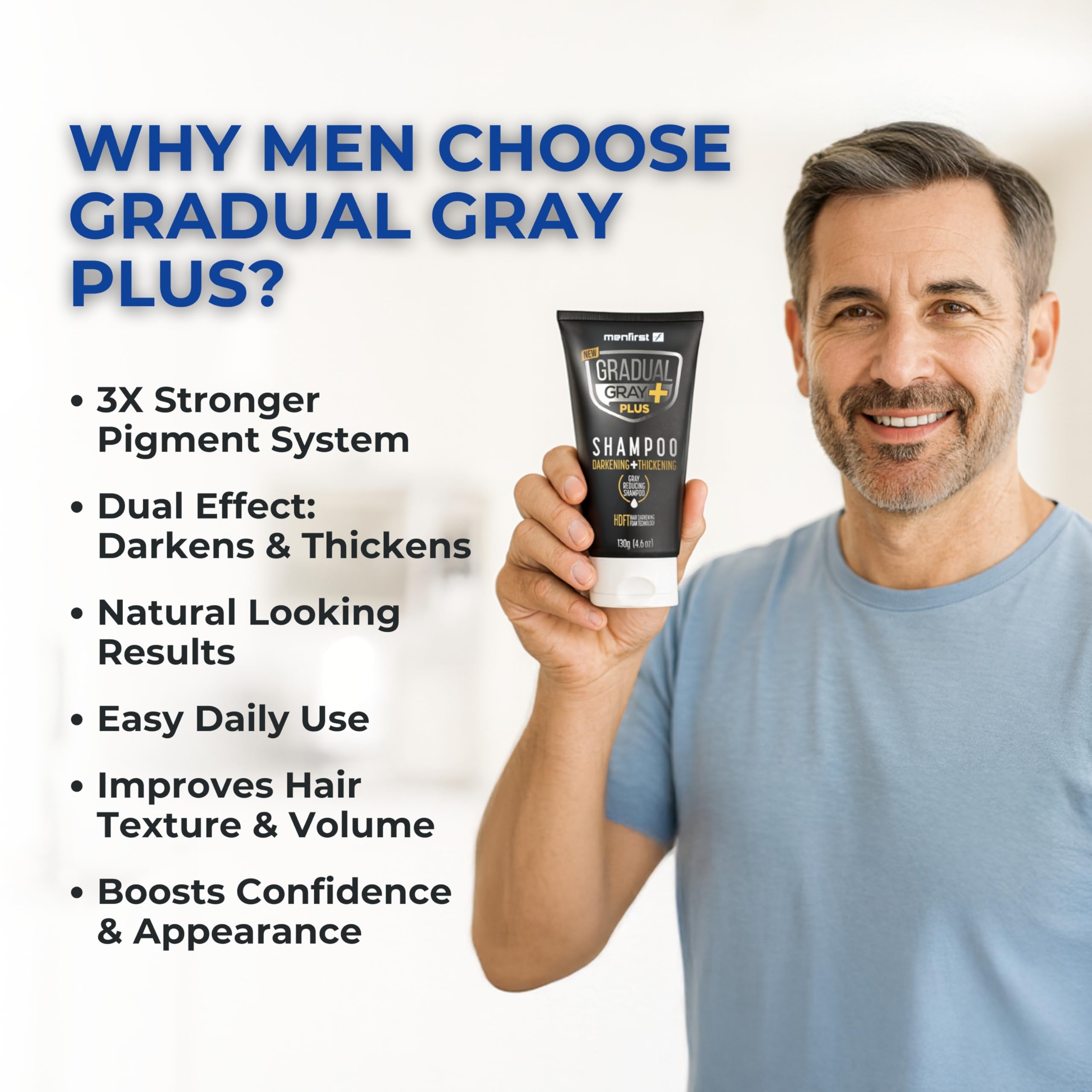 Creamy foam from MENFIRST Gradual Gray Plus highlights 2x pigment for deeper color