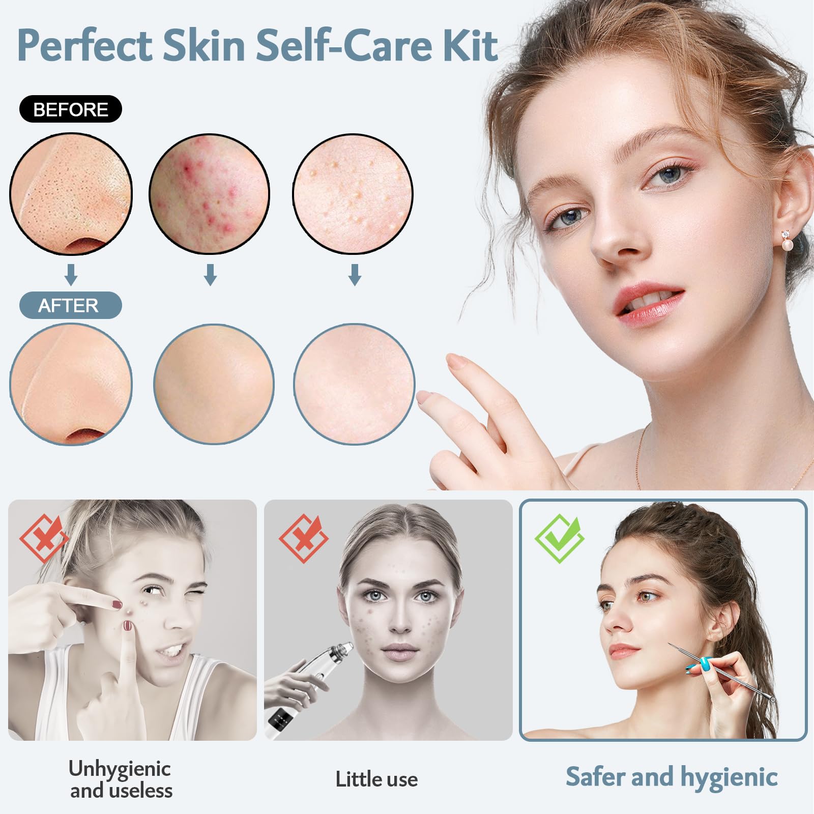 MENOLY outils extracteurs comédons visage – prise en main anti-glisse.