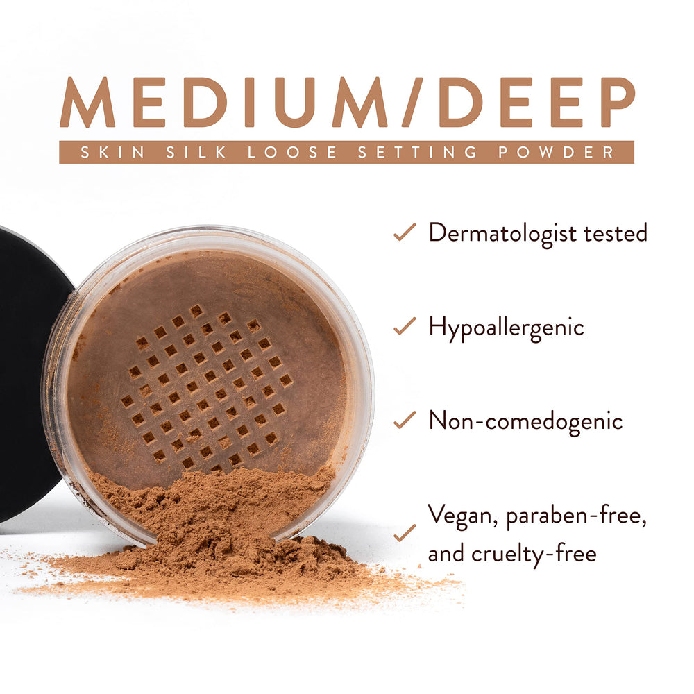 Mented translucent setting powder swatch on skin showing natural matte look