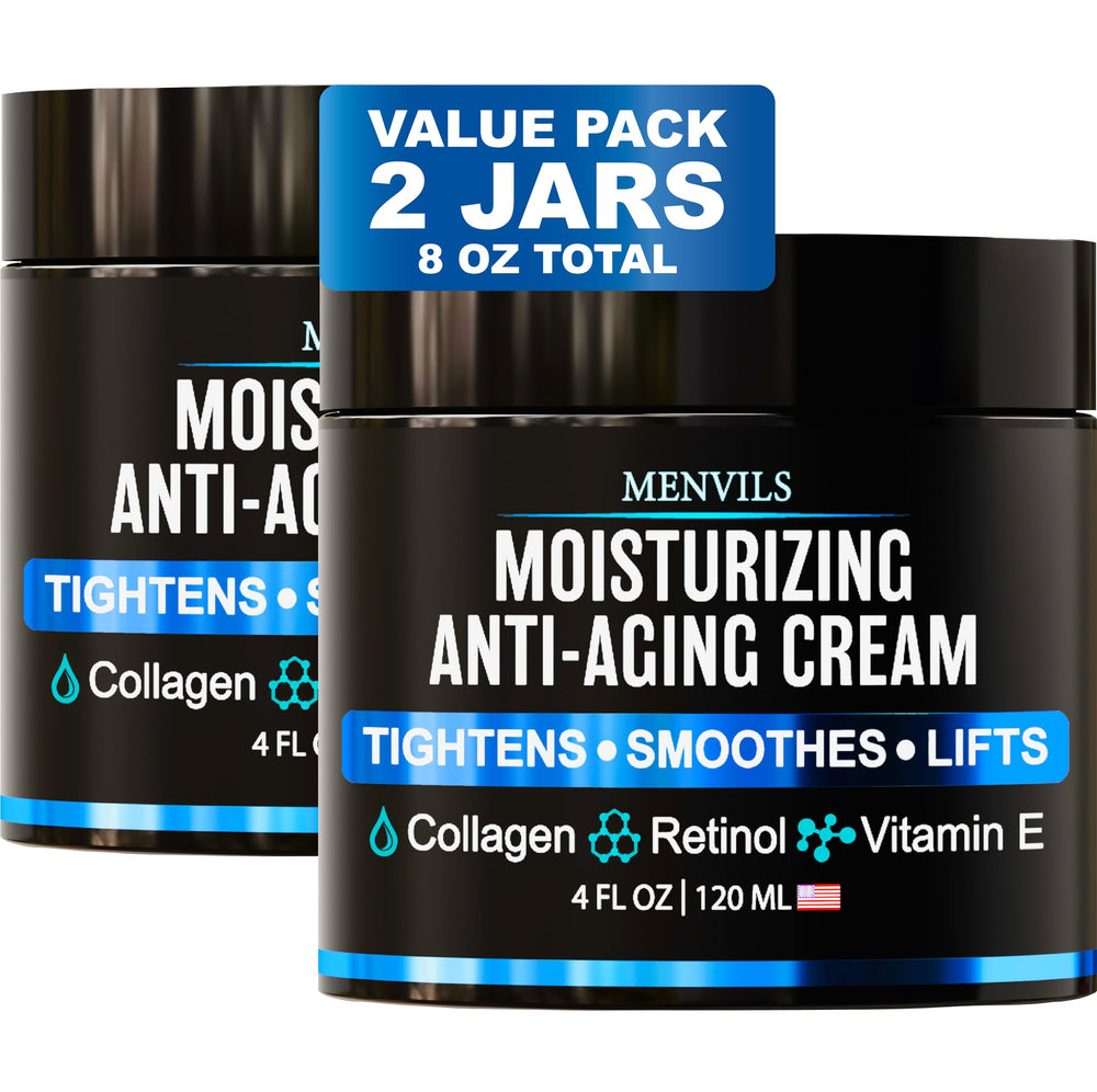 Crème visage Menvils pour homme, application matin, peau hydratée et prête.