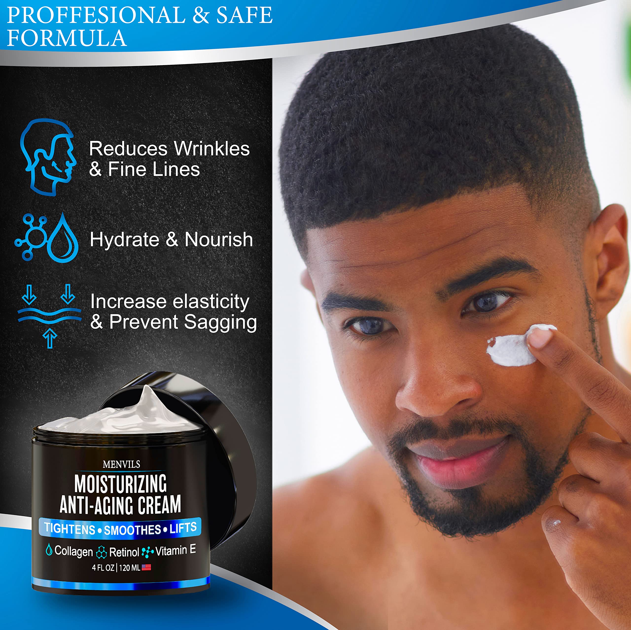 Menvils pot creme visage homme 236ml, contenance pratique et adaptée à un usage quotidien.