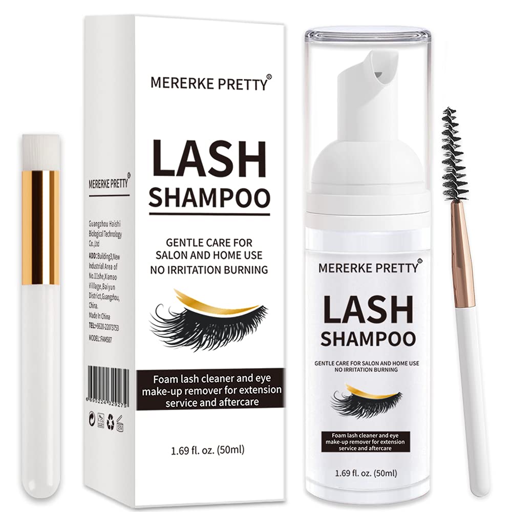 Mererke_Pretty Shampoing Cils – bouteille-pompe: nettoyage doux sans endommager l extension.