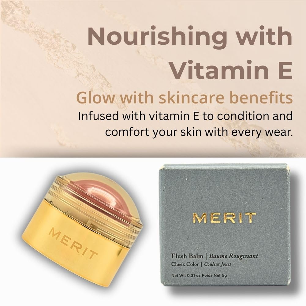 MERIT Flush Balm Archival, produit polyvalent pour joues et lèvres, idéal en voyage.