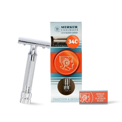 Rasoir Merkur 34C - 2-piece poignee courte, prise en main précise.