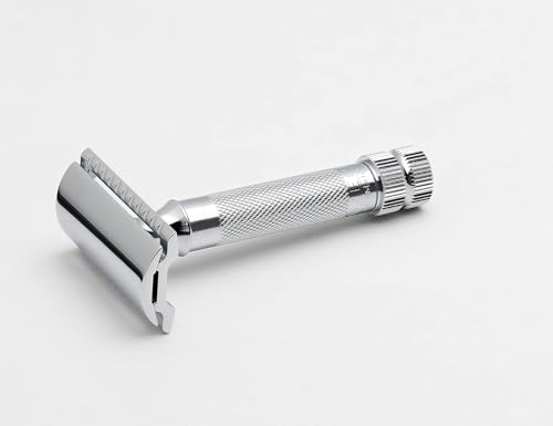 Rasoir Merkur 34C - ouverture par torsion pour changement de lame rapide.