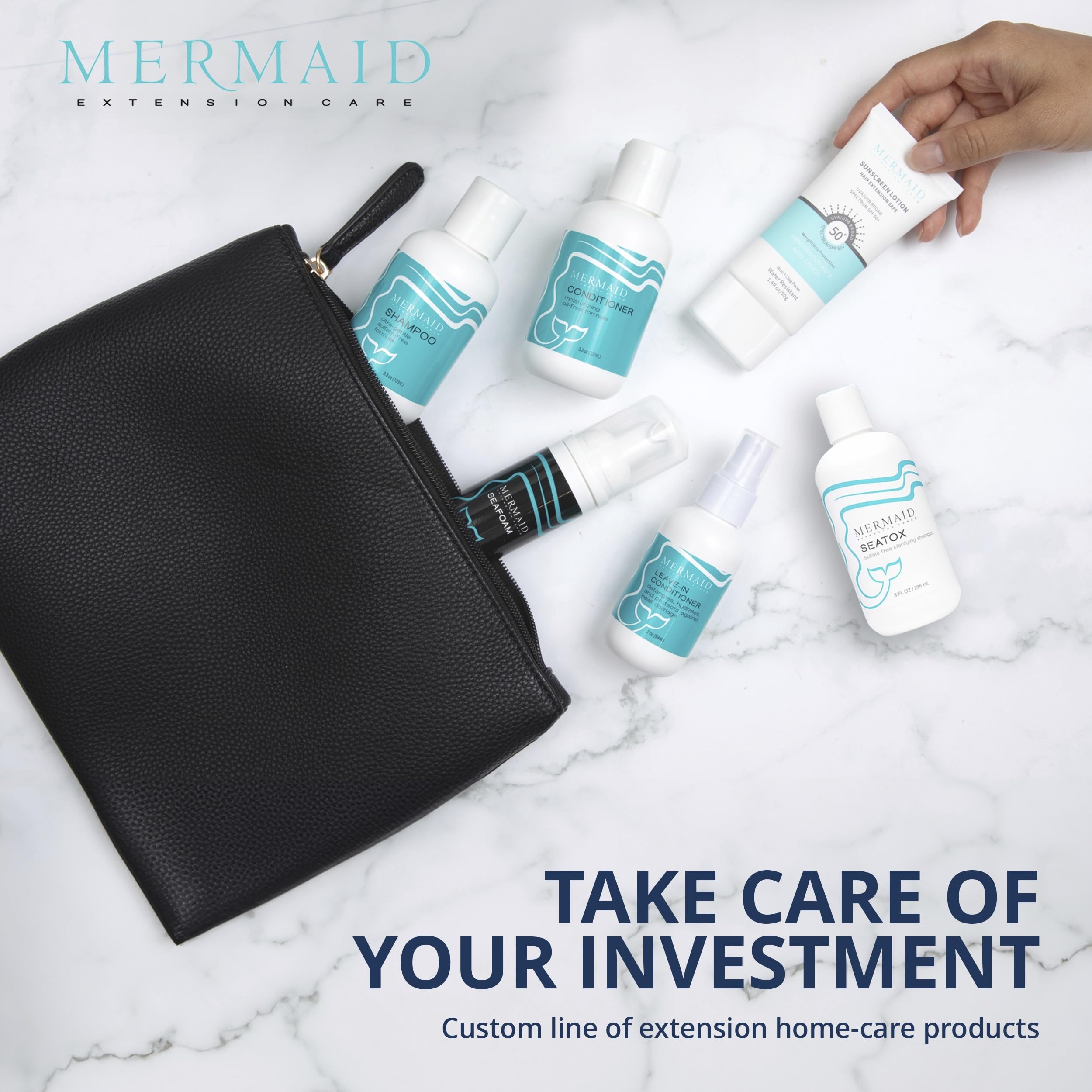Poignée ergonomique Mermaid Extension Care pour un grooming quotidien précis et confortable.