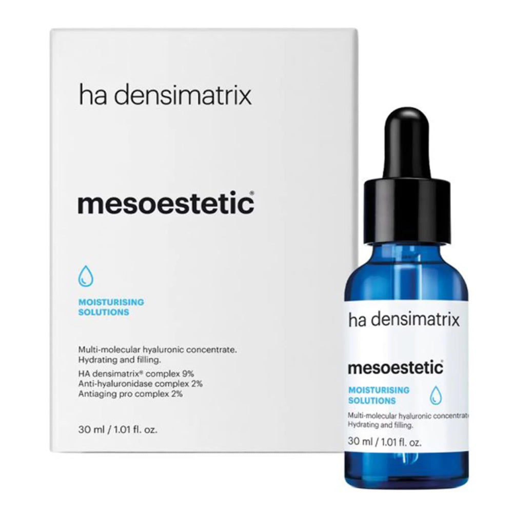 La bouteille de Mesoestetic HA Densimatrix Concentrate favorise hydratation profonde.