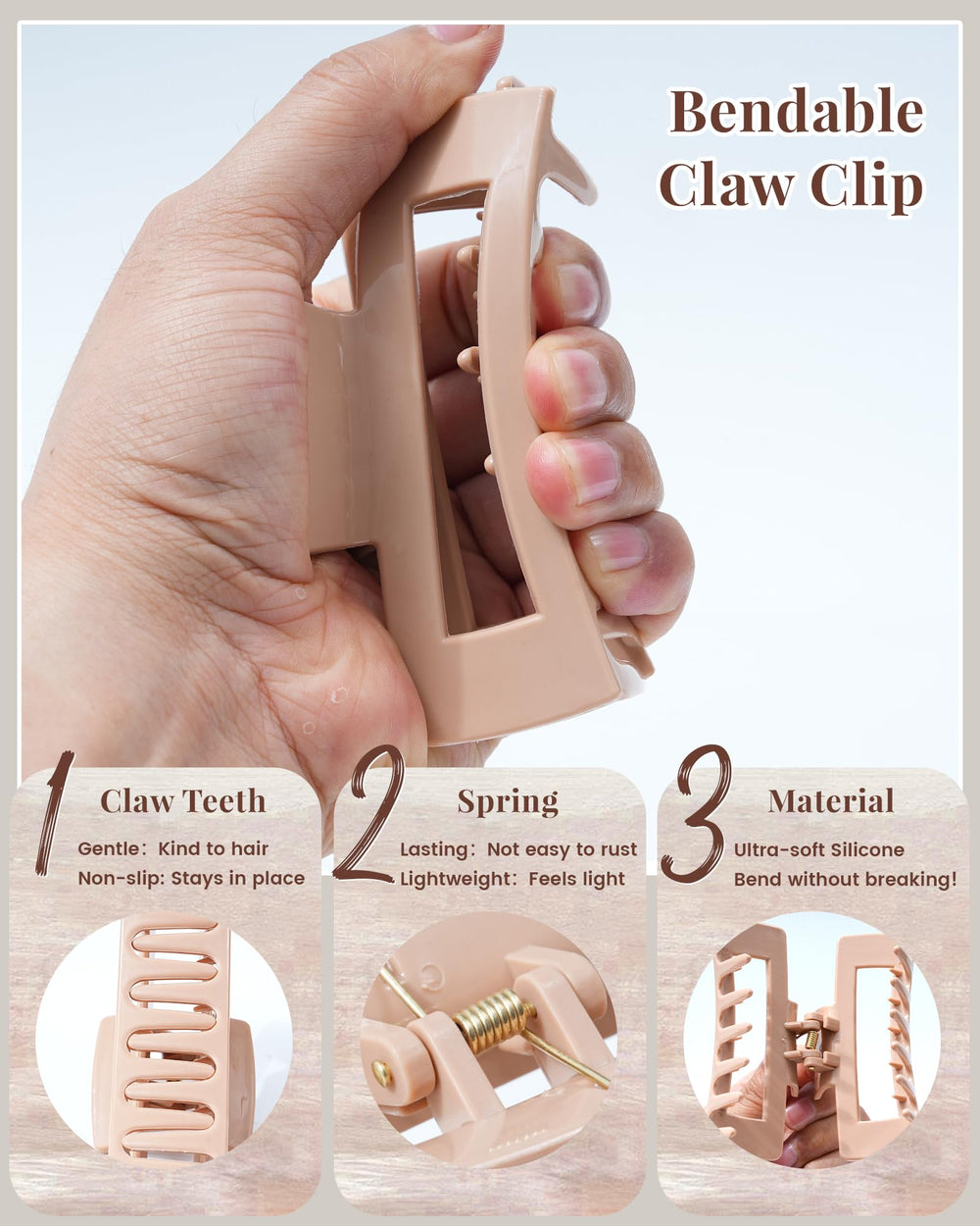 Ensemble Mesovor de clips silicone colorés, idéal pour diverses coiffures quotidiennes
