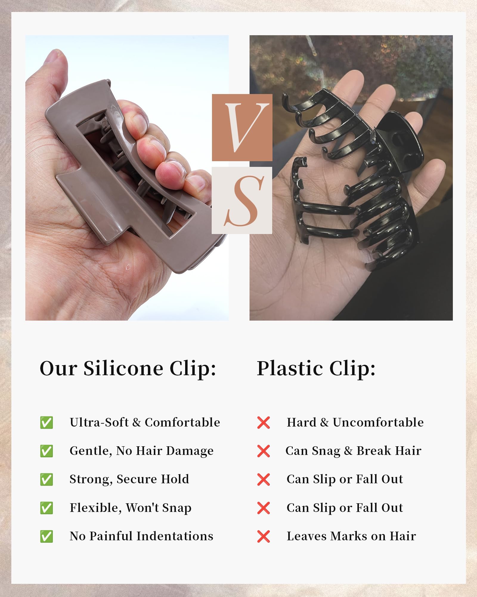 Clip Mesovor kaki sombre en silicone, style discret et tenue fiable.